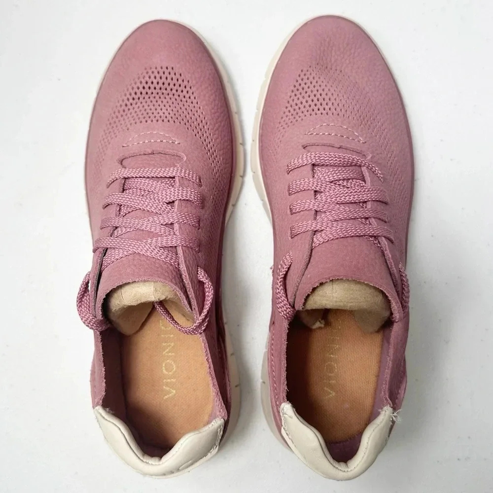 Vionic Fresh Joey Casual Lace Up Sneaker Shoes Mauve Pink Nubuck Size 6.5 Women - Picture 5 of 10